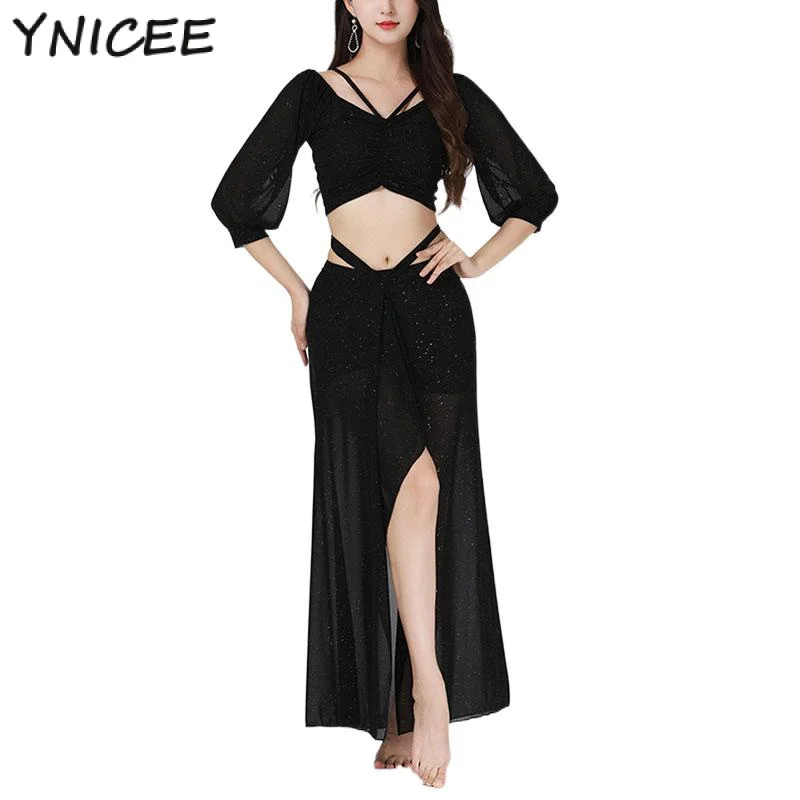 Set gonna Crop Top per danza del ventre per adulti Costume da danza del ventre orientale per donna abbigliamento da pratica per spettacoli teatrali abbigliamento da lezione di classe