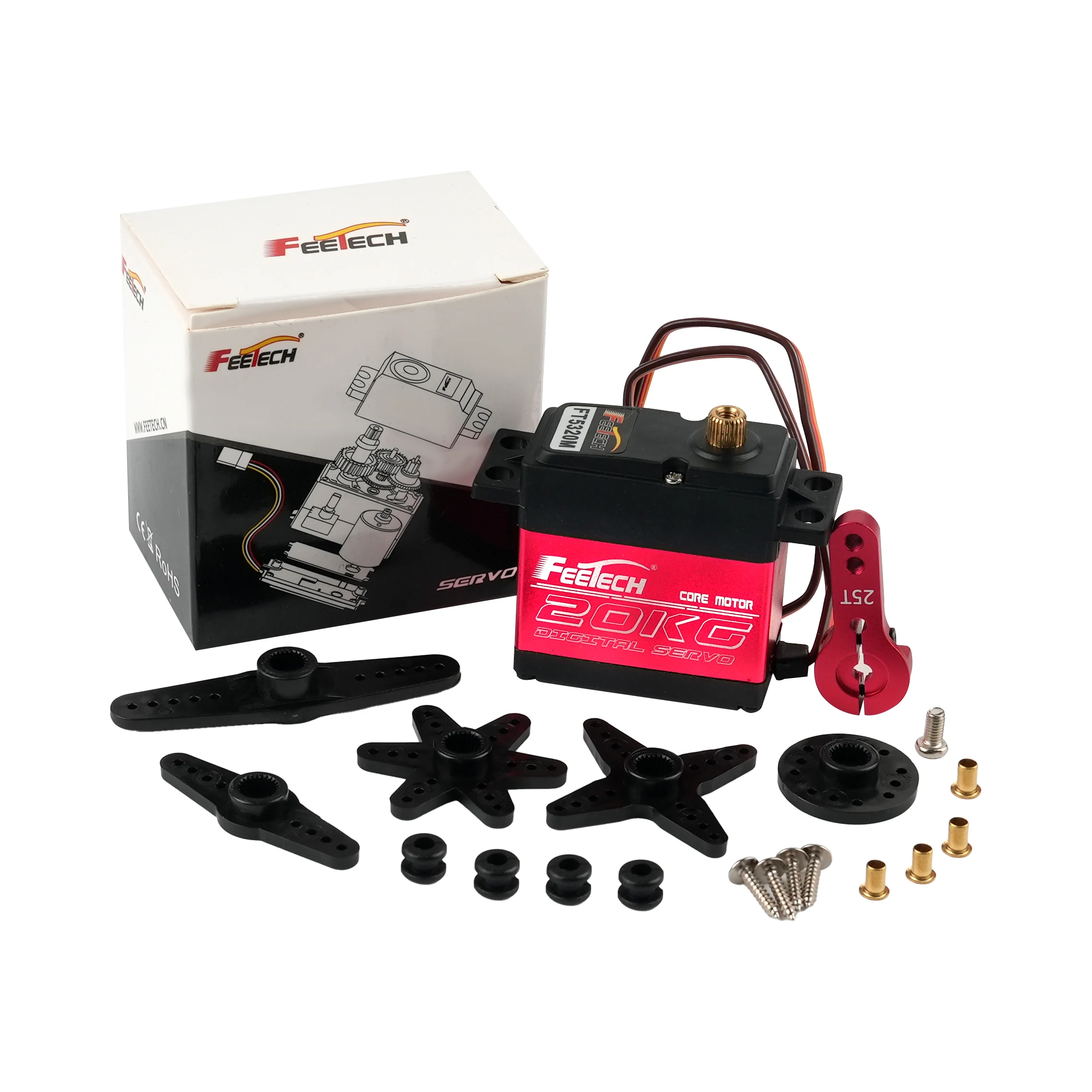 Feetech FT5320M 20kg 7.4V 180도 방수 서보 고속 메탈 기어 디지털 서보 바하 서보 25T 암 1/8 1/10 RC 자동차용