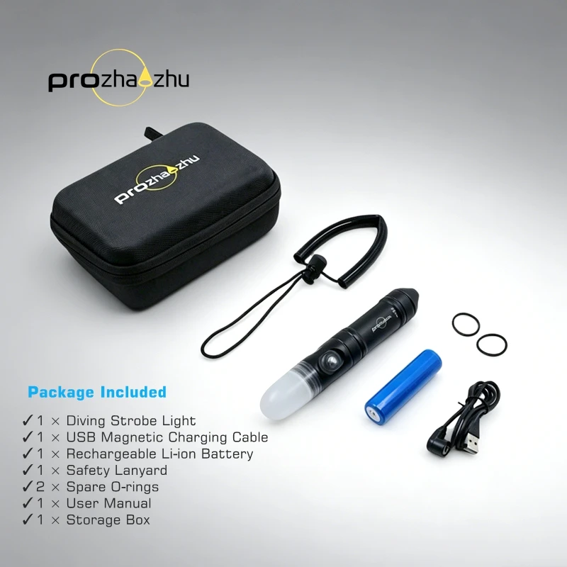 PROZHAOZHU 4000 Lumen LED Underwater Beacon Diving Signal Light 100M Range IP68 21700 Rechargeable High Power Diving Strobe