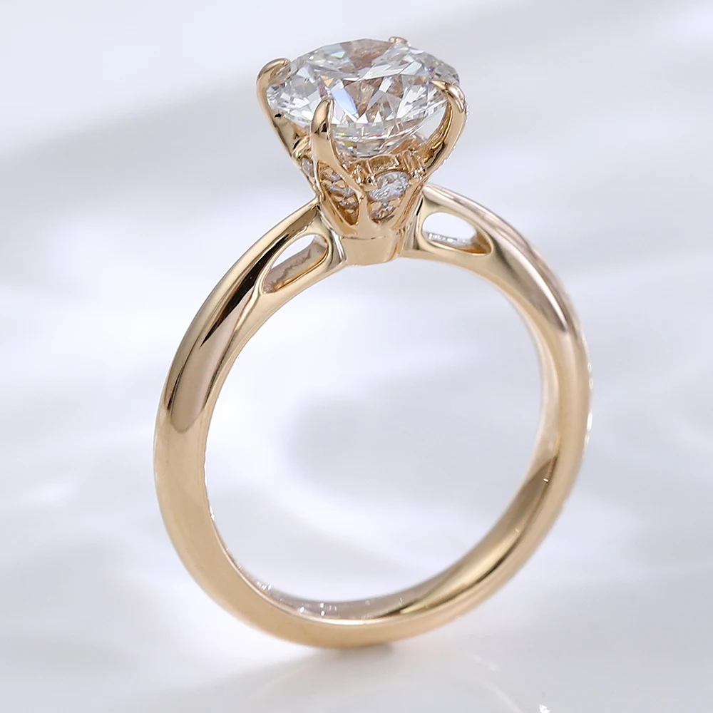 

Provence custom 10K 14K solid gold engagement ring 1.5CT round cut lab diamond solitaire wedding ring stackable classic gifts