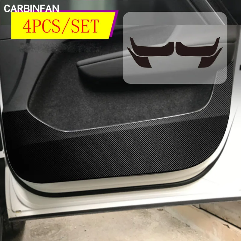 Car Styling Side Door Inner Decal Anti-kick Protective Carbon fiber Flim Stickers 4Pcs/Set For Volvo xc40 2020 2021 2022