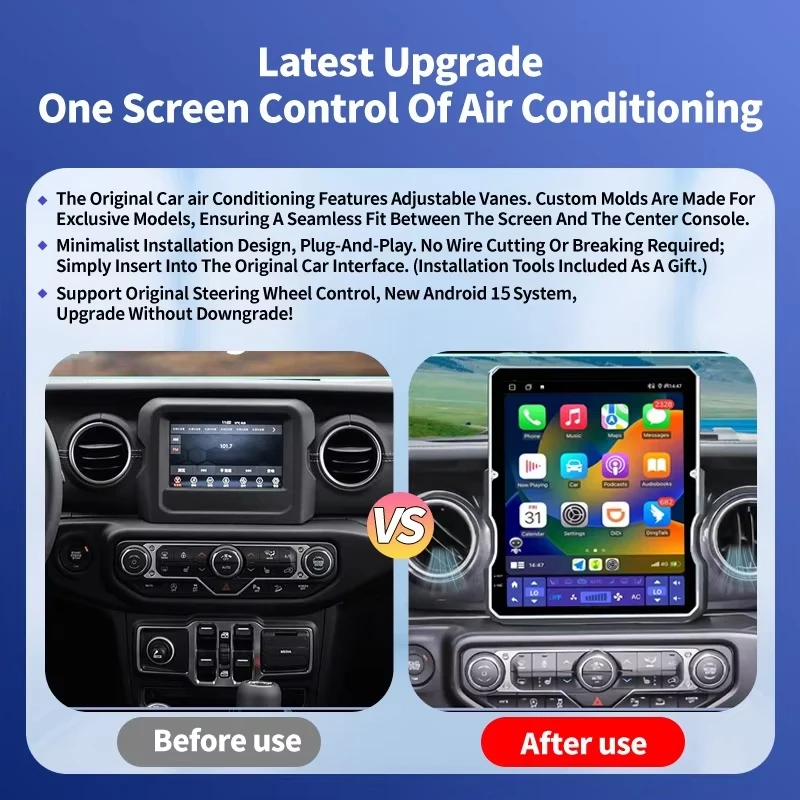 Carplay Android Auto Autoradio For Jeep Wrangler JL 2018-2023 Sistemas Inteligentes De Coche Multimedia Player GPS 4G Car Screen