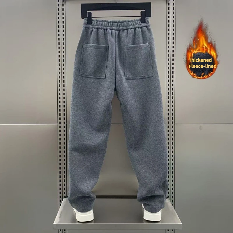 

Зимние мужские спортивные термобрюки, прямые брюки на флисовой подкладке, модные уличные повседневные брюки с эластичной резинкой на талии