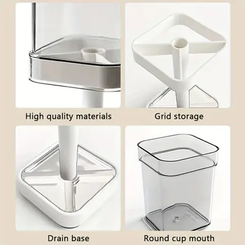 टूथपेस्ट स्क्वीज़र के साथ बाथरूम टूथब्रश होल्डर - इलेक्ट्रिक ब्रश, कप, सक्शन कप स्टोरेज के लिए 6 इन 1 वॉल माउंट ऑर्गनाइज़र 10 best sales टूथब्रश स्टैंड - №2