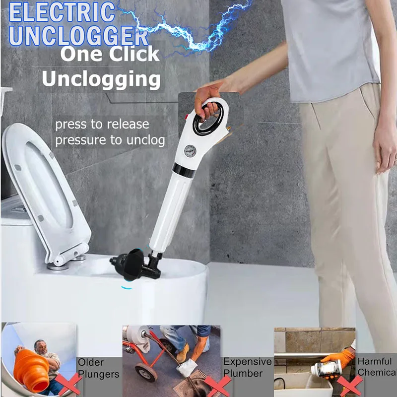 Plug in Type Sewer Dredging Set, Toilet Pipe Blockage Unblocker, Upgraded Electric, One Shot Through, Electric Simple Package