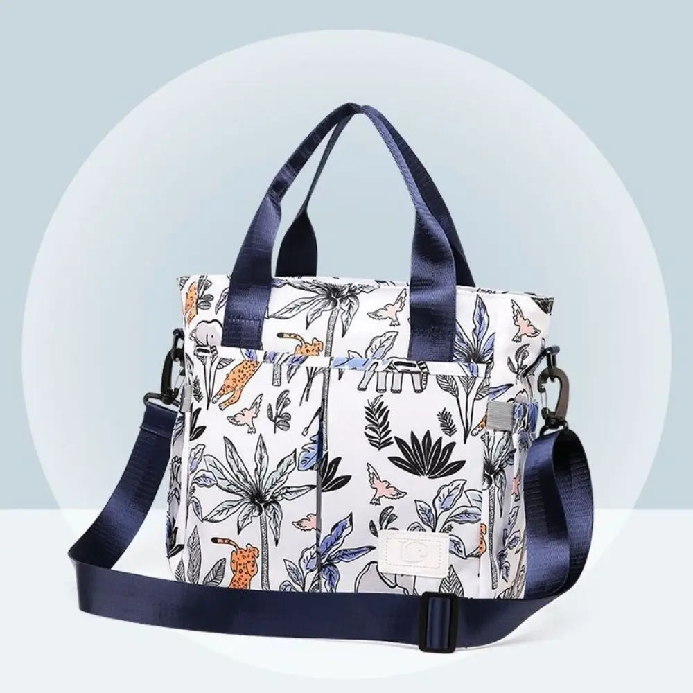 

Casual Waterproof Mommy Handbag Printing Oxford Baby Diaper Bag Large Capacity Solid Color Baby Care Bag Travel