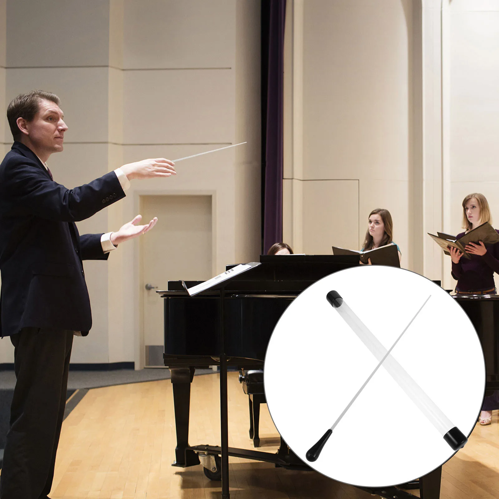 Metal Orchestra Conductor Baton Ergonomic Grip Music Conducting Baton Band Choral Concert Conductors Pointer Storage Case