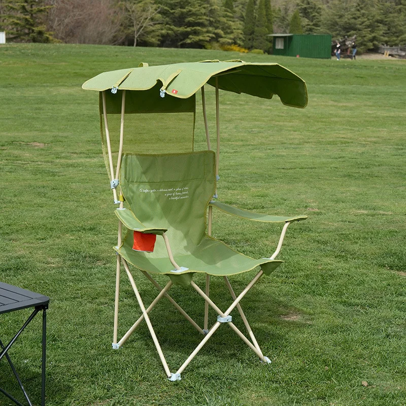 

Folding Camping & Beach Chair with Sunshade Canopy and Cup Holder, Ideal for Beach and Fishing