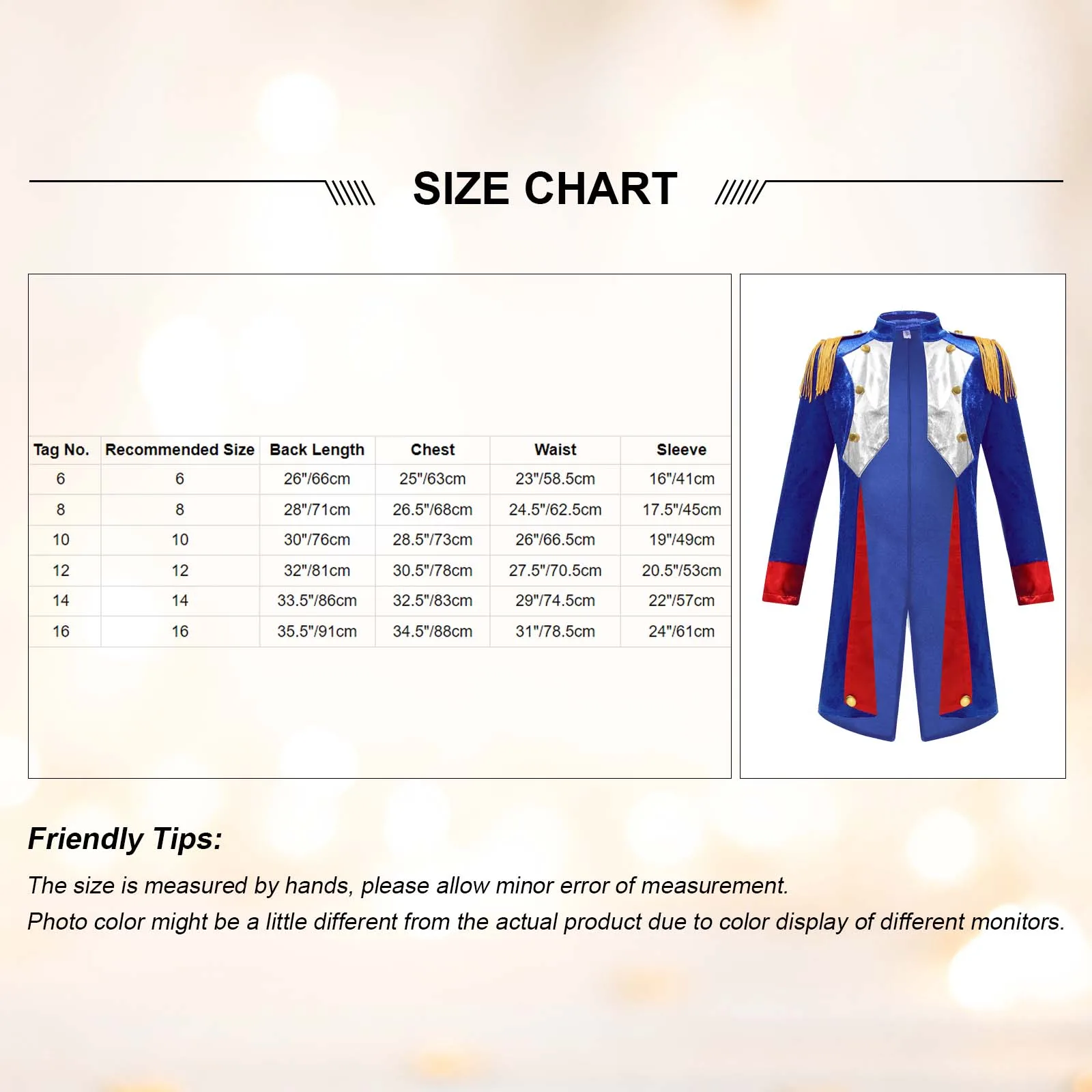 Kids Boys Halloween Napoleon Bonaparte Cosplay Costume Long Sleeve Tassel Epaulet Tailcoat Jacket Carnival Party Fancy Dress Up