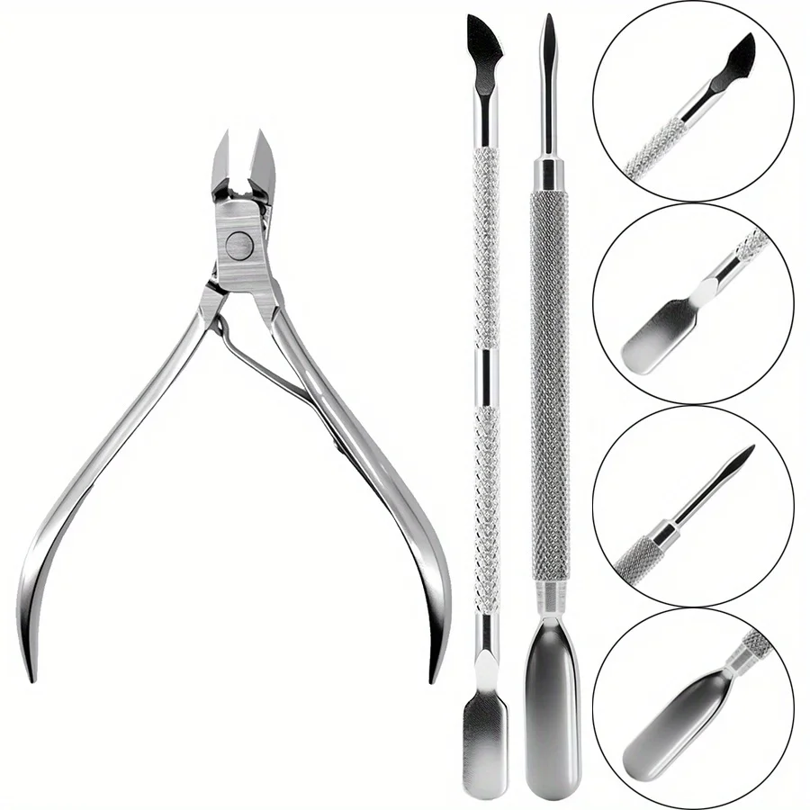 

3 шт./лот, профессиональные серебряные кусачки для ногтей из нержавеющей стали, ножницы, кусачки, многофункциональные маникюрные инструменты для кутикулы, аксессуары