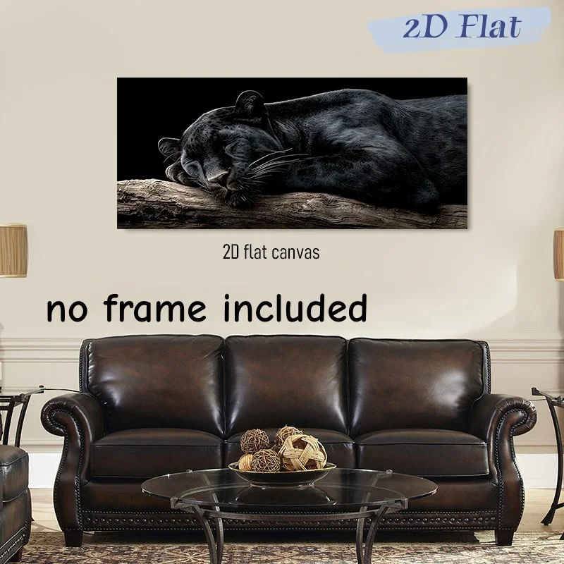 1 piece of modern minimalist black panther canvas hanging painting, frameless decoration painting for living room, bedroom entra