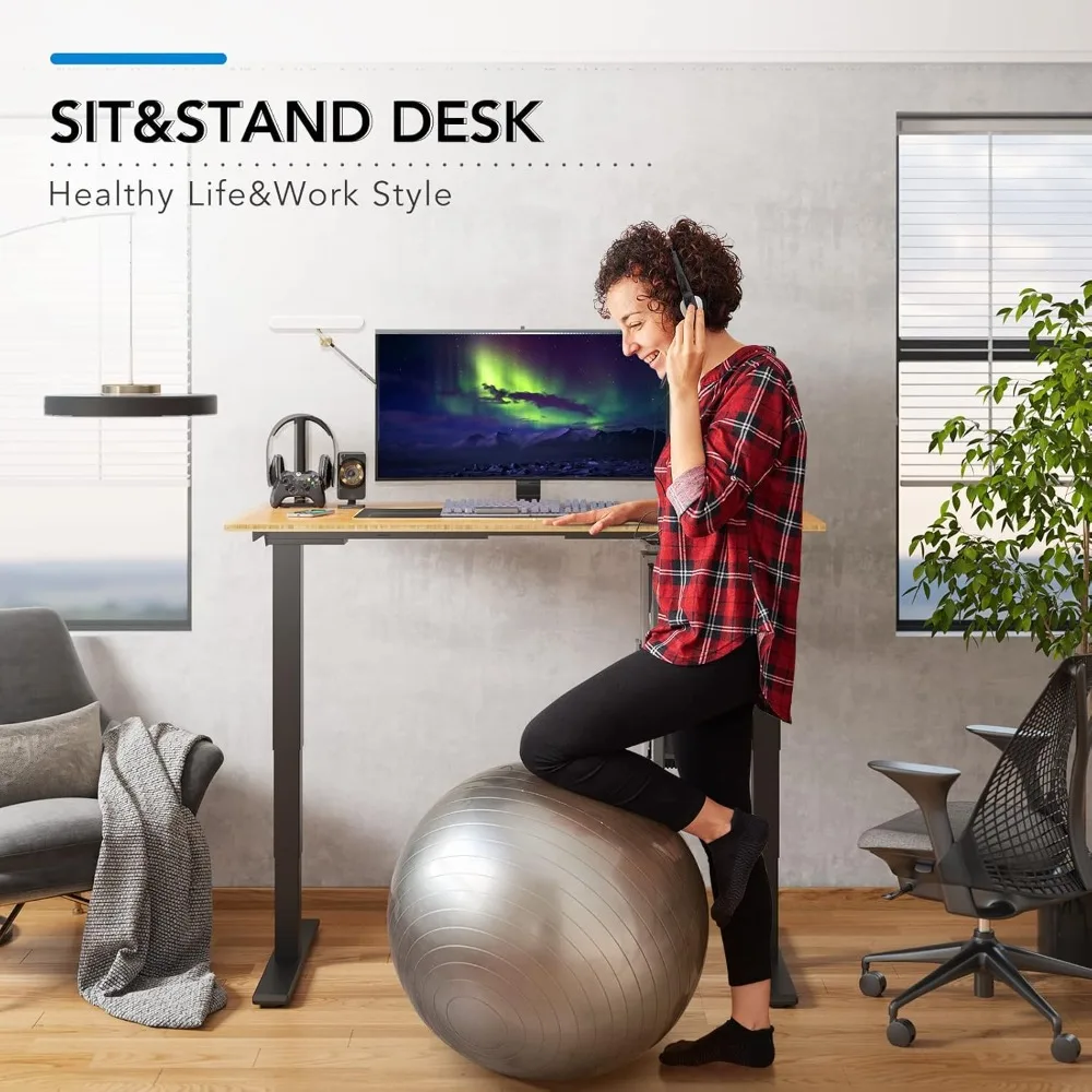 Standing Desk with Dual Motor, 3-Stage Lifting Column, Handset with 3 Preset and Sit-Stand Reminder - 60 inch Whole Piece Real