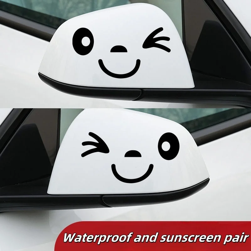 

2pcs cute smiling eyes car stickers reflective cartoon rearview mirror decals car styling accessories exterior decorationsticker