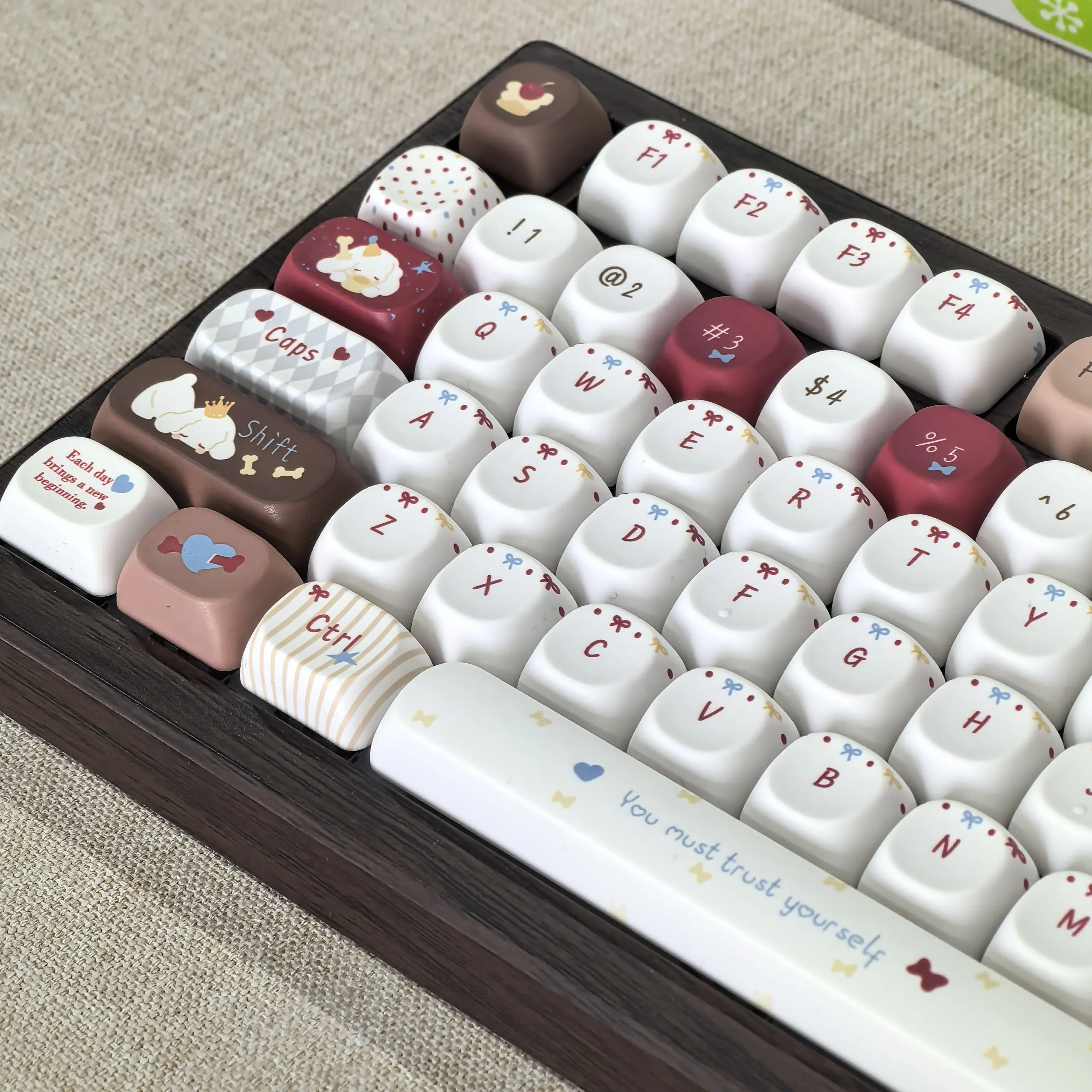 MAIMOOO Keycaps Puppy Gift Red And Brown Retro Cute Moa Cherry Pbt Korean/Russian/English Custom Keyboard Keycaps