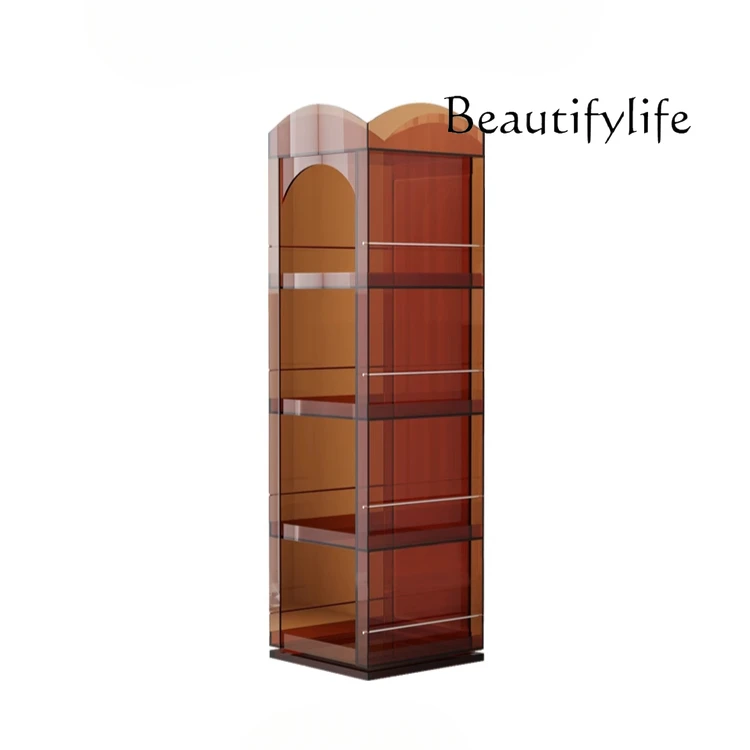 

Floor-to-ceiling rotating bookshelf full-body mirror magazine rack acrylic storage modern simple living room mirror cabinet