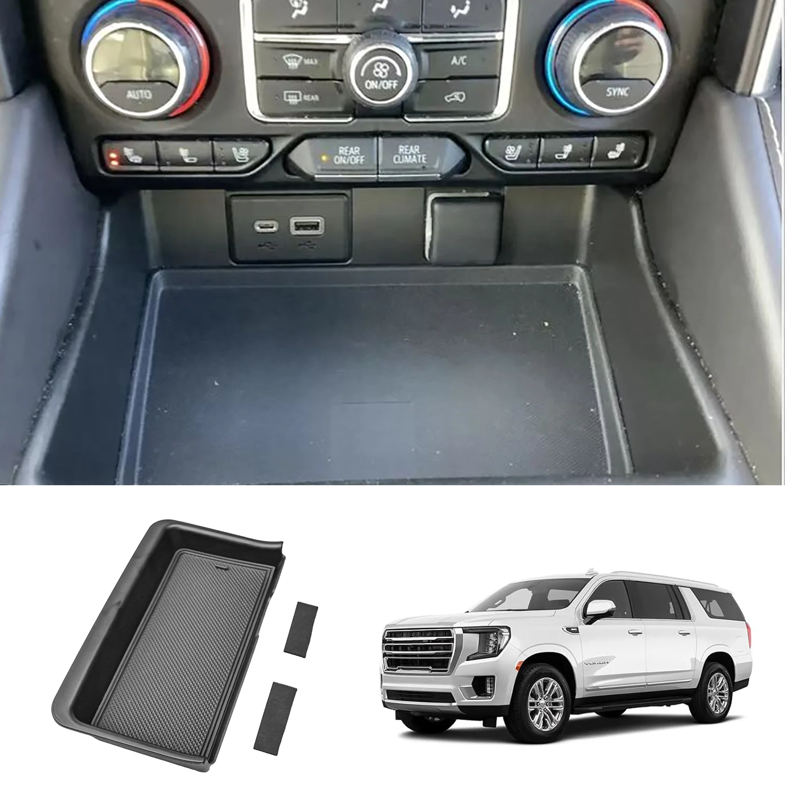 

Center Console Organizer for 2021-2024 GMC Yukon/Chevy Suburban/Tahoe Gear Shifter Insert Tray Middle Console Compartment Cover
