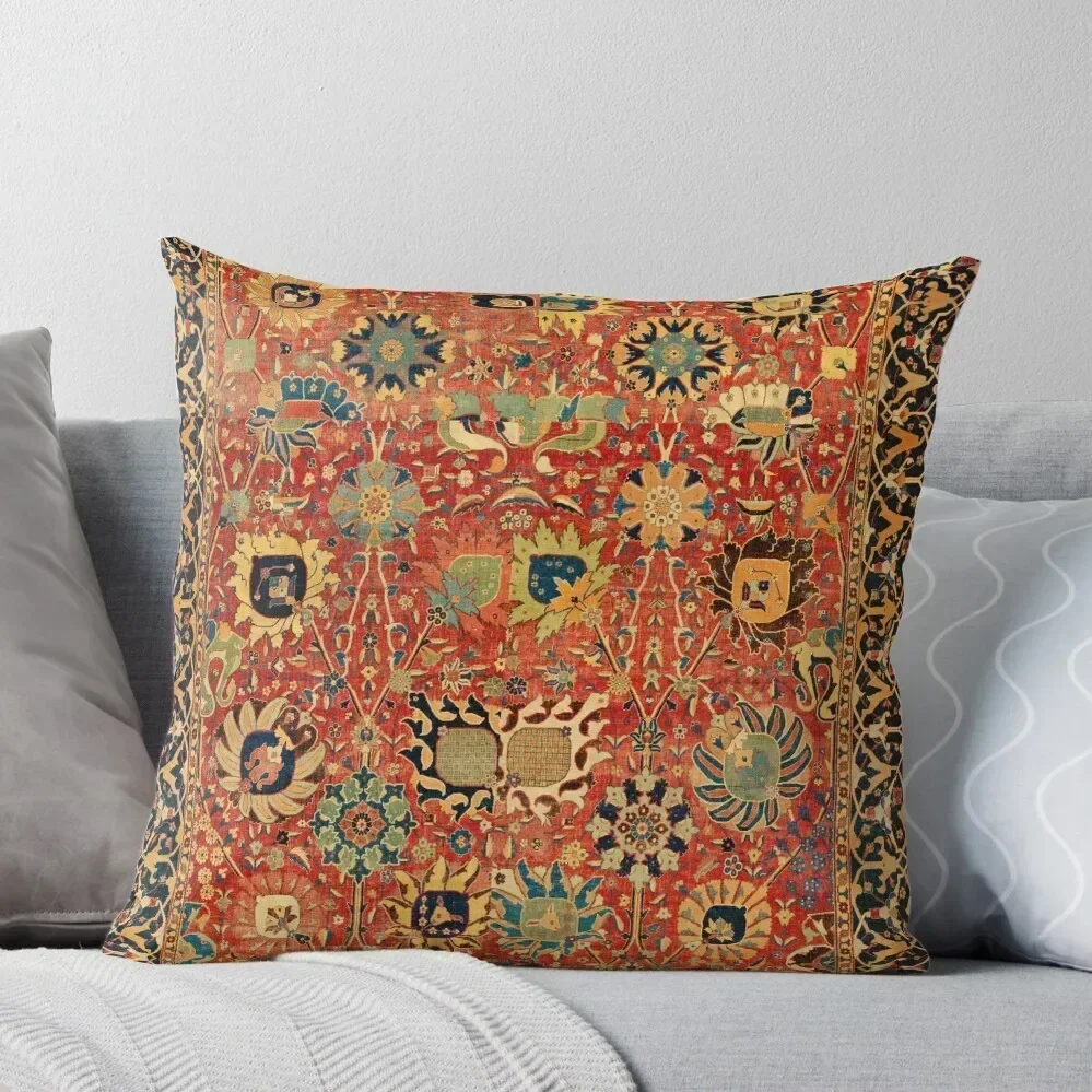 17th Century Isfahan or Kerman Persian Rug Print Throw Pillow Pillows Aesthetic pillows decor home pillow