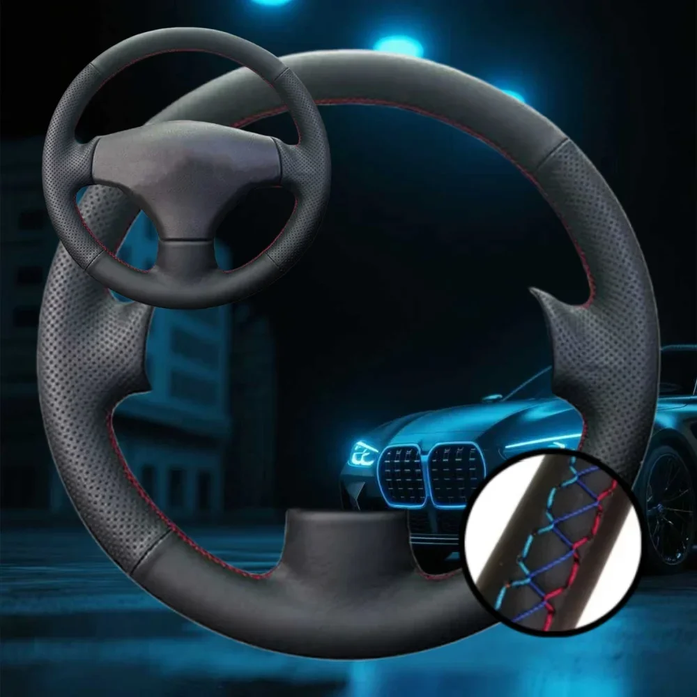 Cubierta trenzada para volante de coche personalizada para Peugeot 206 1998-2005 206 SW 2003-2005, accesorios para coche, envoltura de dirección cosida a mano