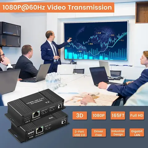 HDMI KVM 익스텐더 60m 이더넷 Cat5e/6 1080P 익스텐더 KVM USB POC 케이블 HDMI 루프 익스텐더 스플리터 마우스 키보드 PC용