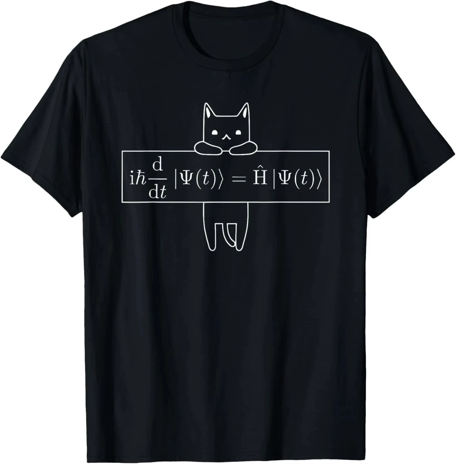 2026 Summer Men's Funny Schr Ö Dinger Cat Quantum Mechanics Letter Printed Round Neck T-shirt Neutral 100% Cotton Short Sleeve