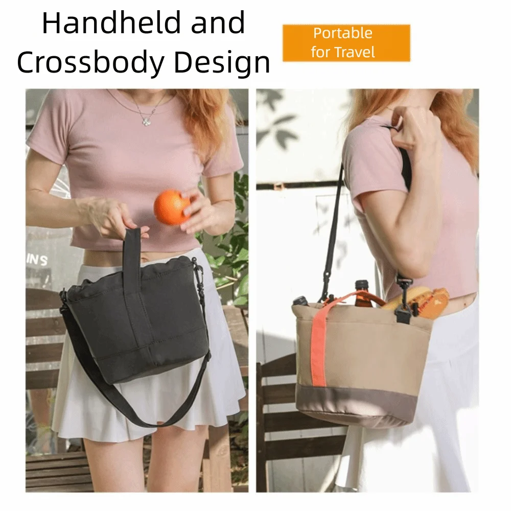 With Handle Lunch Box Bag Thickened Adjustable Straps Food Thermal Tote Reusable Waterproof Insulated Storage Pouch Women
