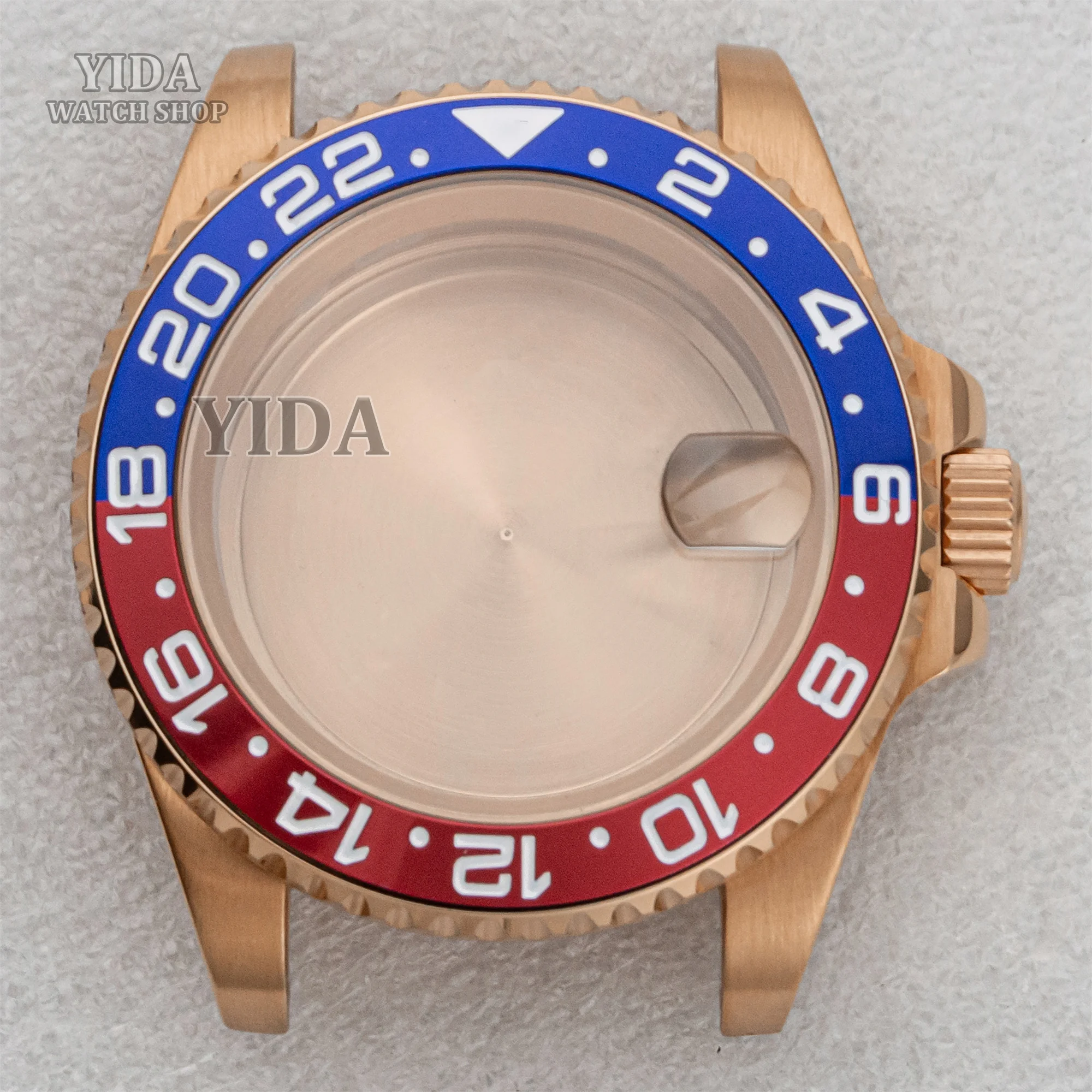 40mm Watch Case PVD Gold 316L Stainless Steel Ceramic Bezel 100M Resistance Sapphire Glass For SUB GMT NH34/35/36 Movement Parts