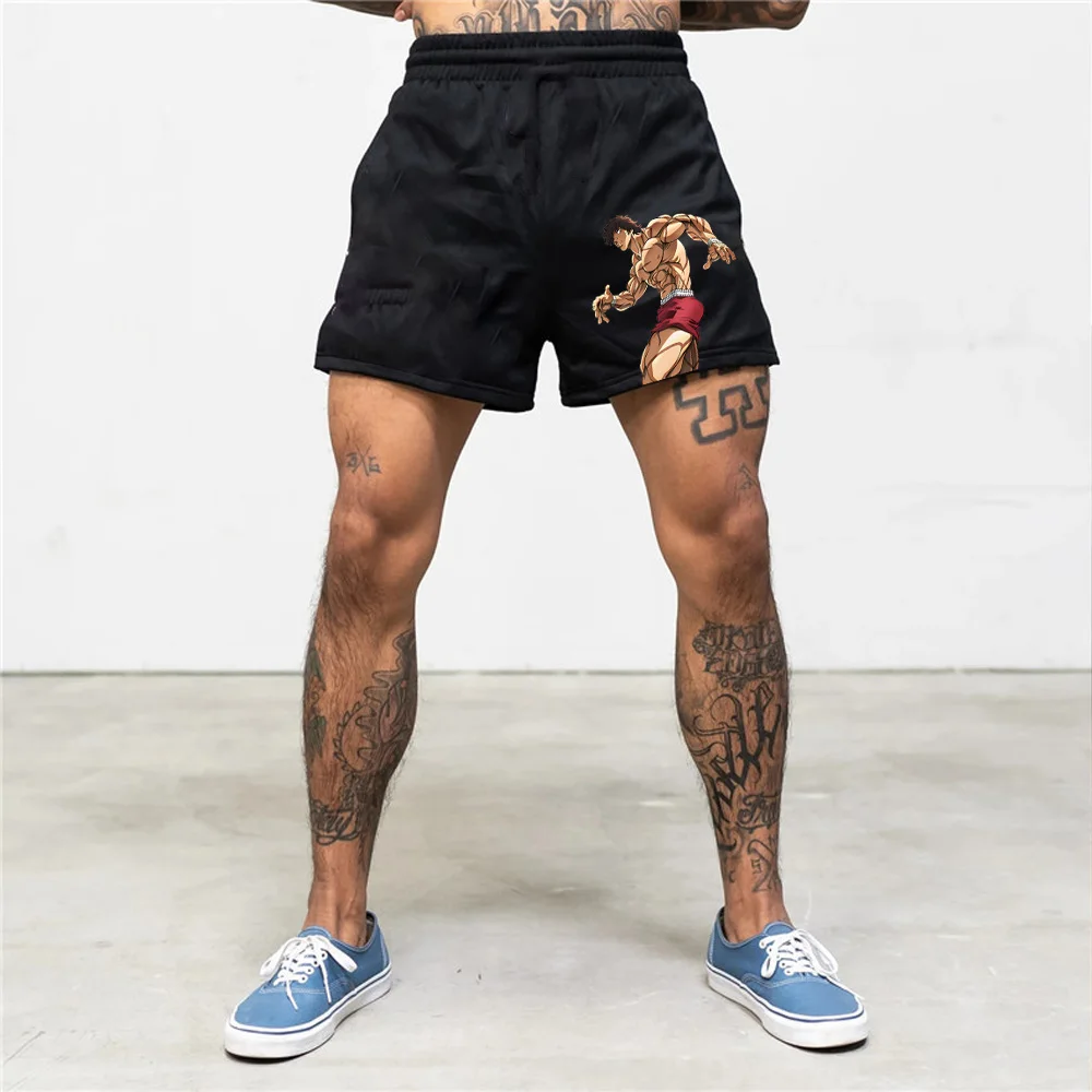 Japanese Anime Shorts Printed Fashion Street Gym Shorts Men Loose Casual Daily Workout Jogging Fitness Summer Beach Shorts