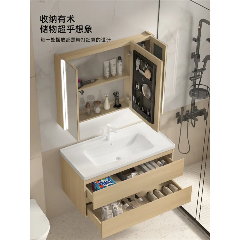 

Minimalist Kai Log Color Ceramic Integrated Basin Bathroom Cabinet Japanese Toilet Hand Wash Washbasin Cabinet Combination