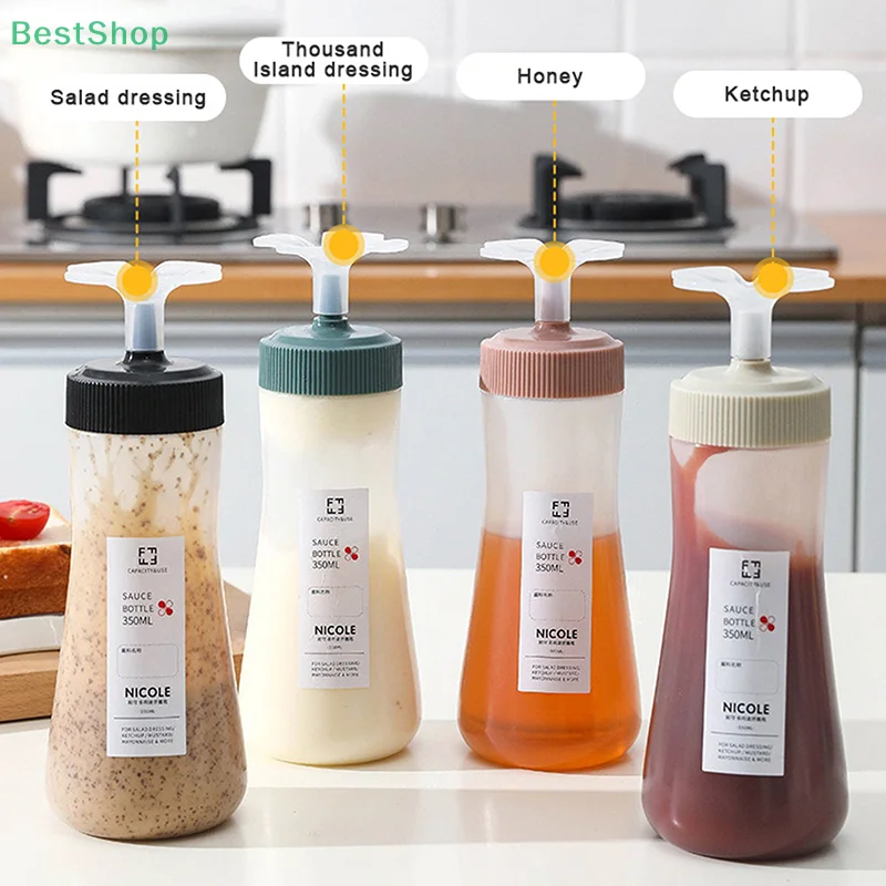 ♥ ♥ ♥ Botella de salsa exprimible, salsa de tomate, miel y ostras, punta puntiaguda, botella de condimentos de plástico exprimible de cinco agujeros