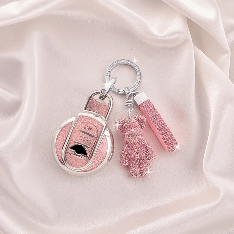Diamant-Rosa-Stil für BMW Mini Cooper F54 F55 F56 F57 F60 Fernbedienung Smart Autoschlüssel Hülle Halter Fob Tasche Schlüsselanhänger Zubehör