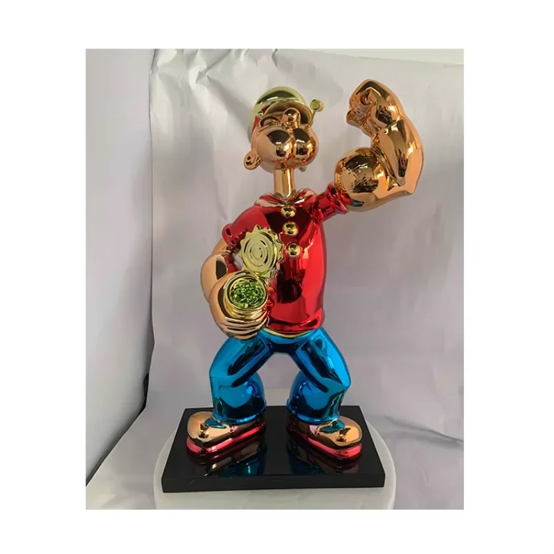 

Wholesale Plating Electroplating Custom Color Pop Art Sculpture 60cm Duck 40CM Popeye Decoration Popeye Statues Diy Home Deco