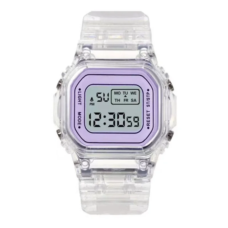 Montre numérique étanche pour femmes, montres électroniques multifonctionnelles pour femmes, affichage transparent pour enfants, montres-bracelets pour filles et garçons