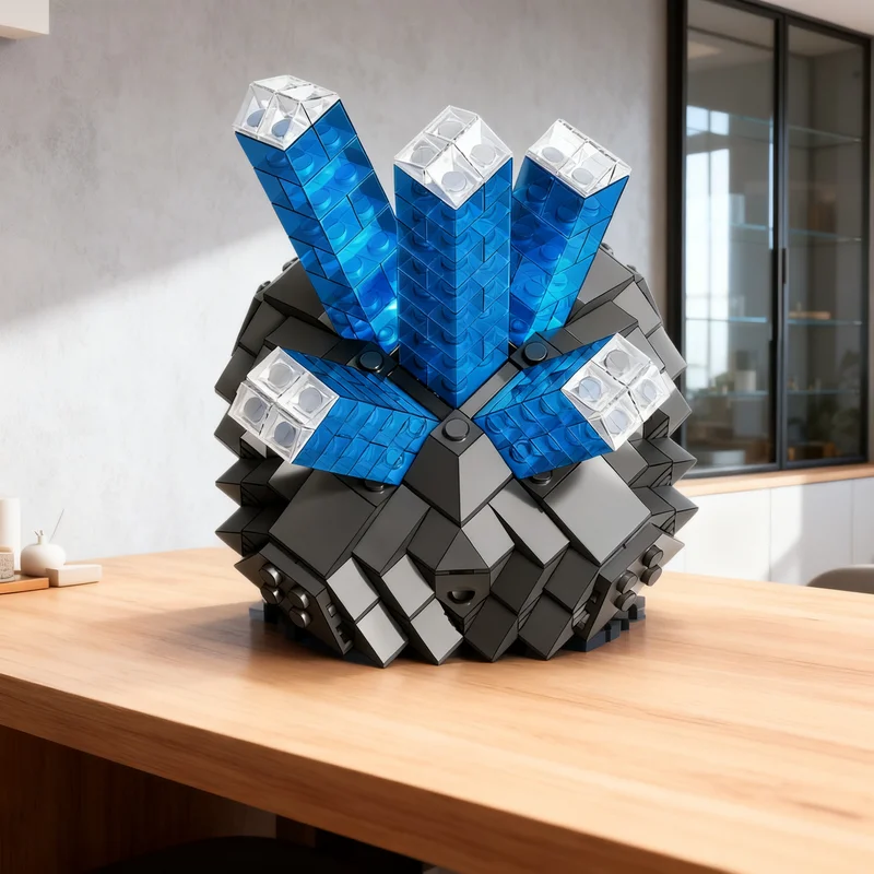 221pcs MOC Power Miners Blue Crystal Model Christmas Gift Interior Decoration Craft Decorative Display Piece Living Room Accent