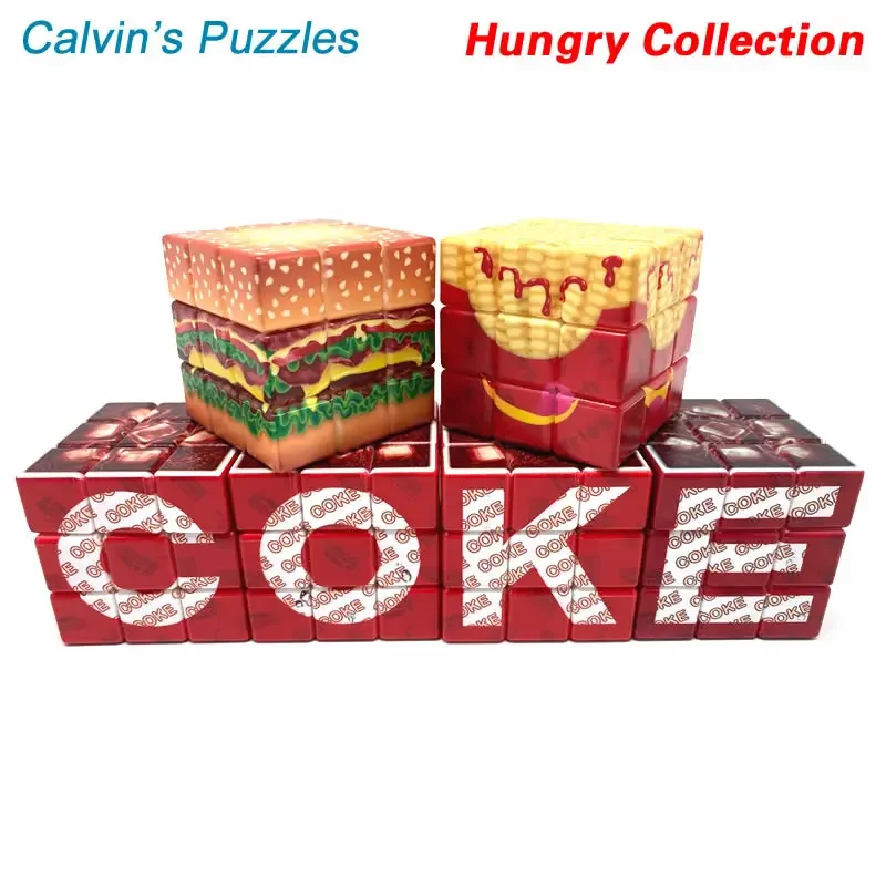 Yummy Cheese Hamburger Icy COKE frytki magiczna kostka Calvin's Puzzle głodna kolekcja prędkość Twisty Puzzle zabawki edukacyjne