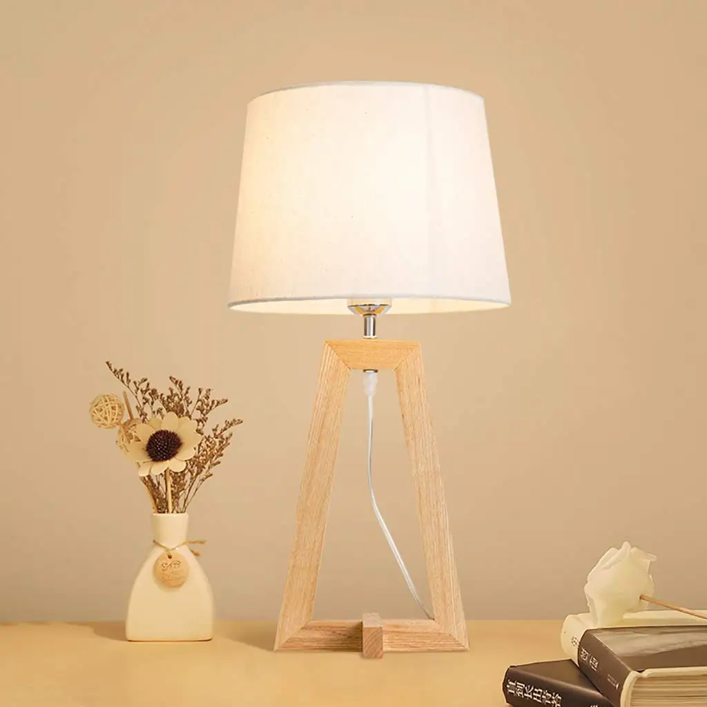 

Wood Art Living Room Study Bedside Eye Protection Reading Lights Antique Brass Body Base LED Incandescent Table Lamp