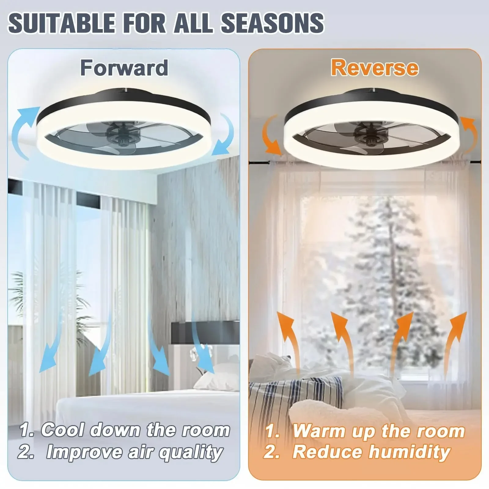 55/60W Ceiling Fans Lamp Smart Silent Fans 85-265V Electric Lamp 6 Wind Speed APP Remote Control Ceiling Fan for Home Bedroom