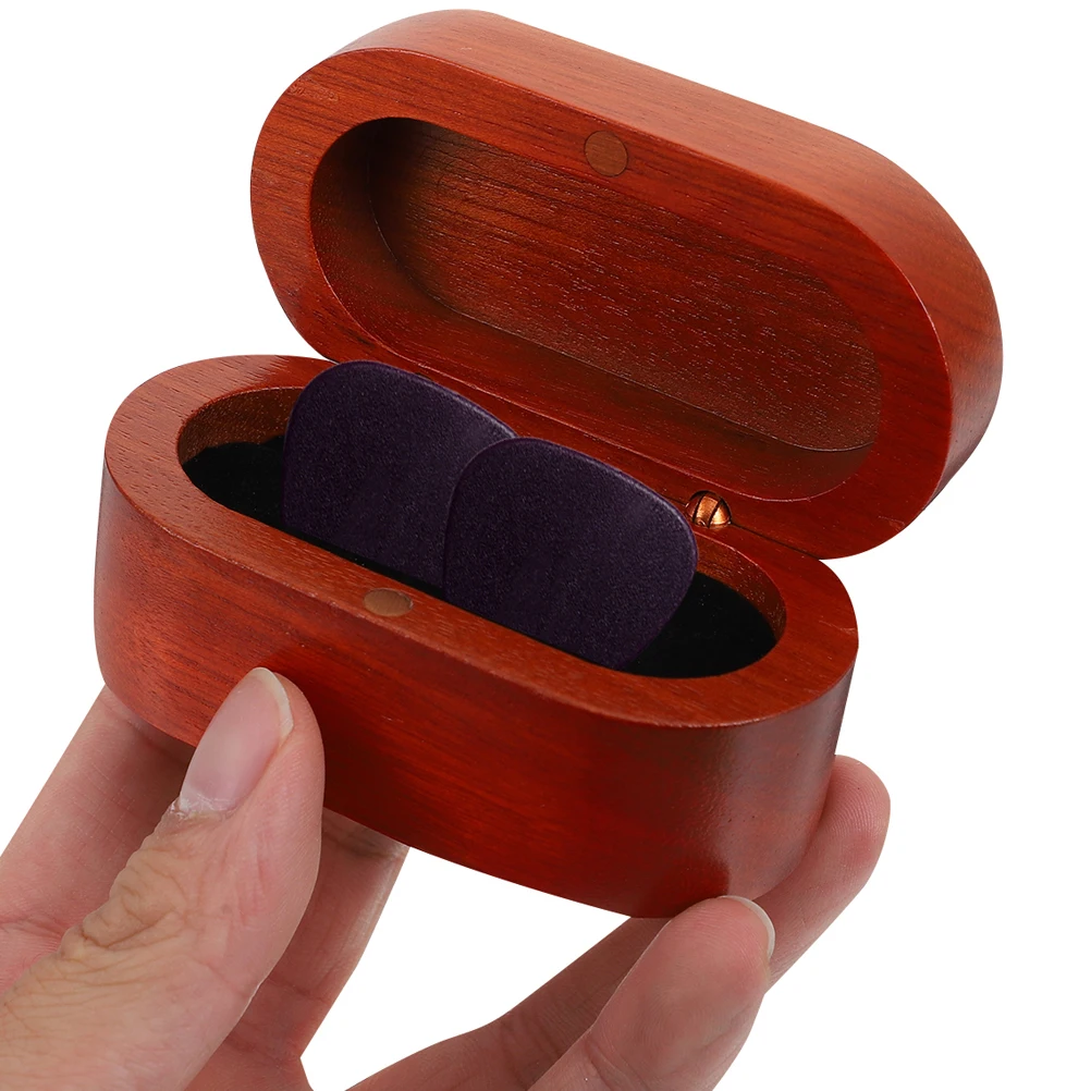 

Pick Storage Box Guitar Container with Case Organizer Picks Holder Wooden Shaped