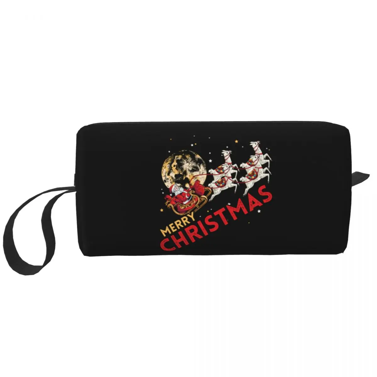 Happy Santa Claus Festive Xmas Makeup Bag for Travel Cosmetic Organizer Fashion Merry Christmas Reindeer Storage Toiletry Bags