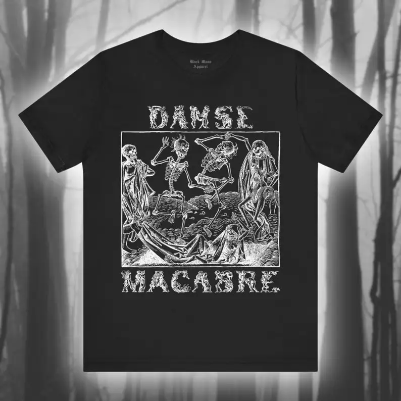 Danse Macabre, Vintage Gothic Art Shirt, Dance of Death T-shirt, Goth T-shirt, Memento Mori, Spooky Unisex Jersey Short