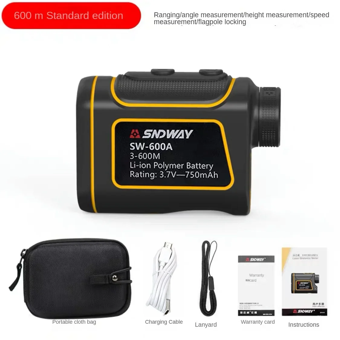 SNDWAY 600m 1000m 1500m Roulette Measure Telescope Laser Range Finder Digital Distance Meter Hunting Monocular Golf Rangefinder