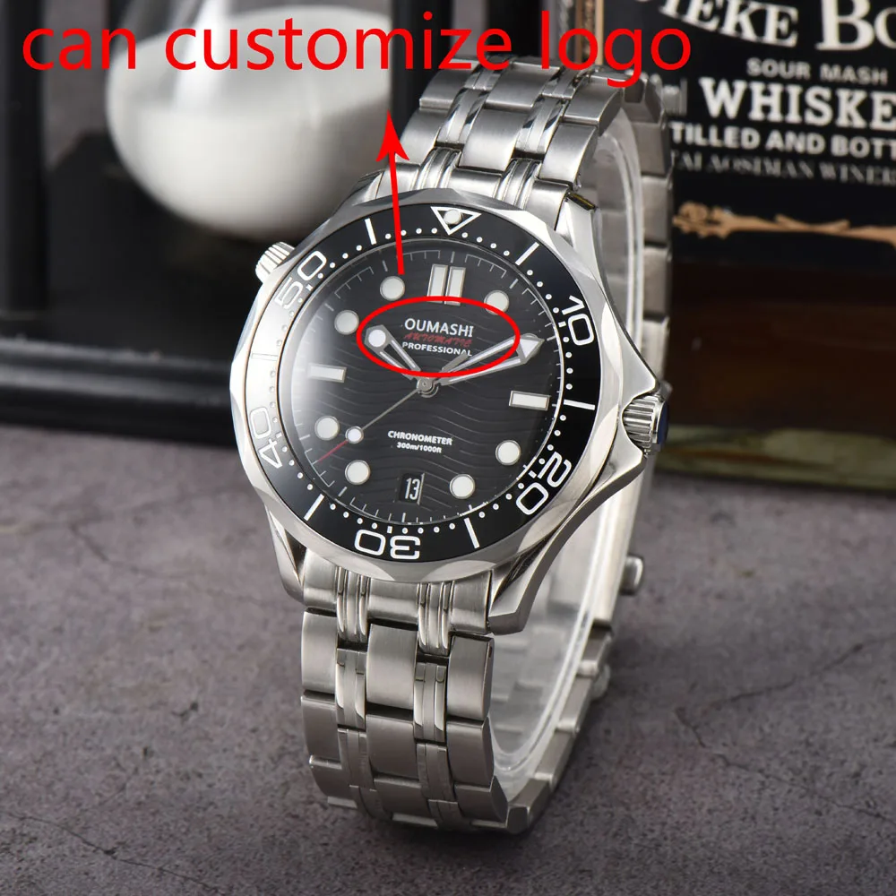 Orologio automatico NH35 da uomo di lusso da 42 mm con cassa in cristallo di zaffiro e movimento automatico NH35 autentico giapponese può personalizzare il logo