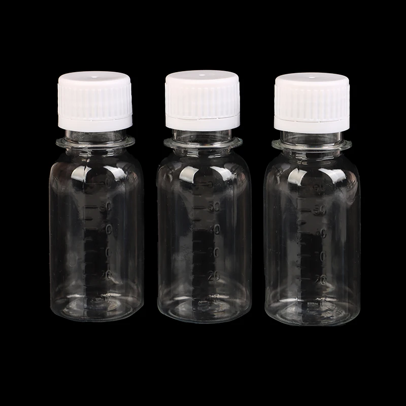 60ml Plastic PET Empty Clear Seal Bottles Medicine Pill Vial Container Reagent Vials Packing Bottle with Scale Refillable Bottle - view 3