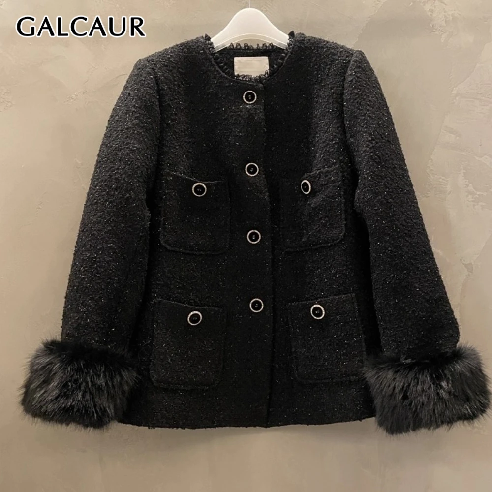 

GALCAUR однотонная шикарная куртка на пуговицах женская с круглым вырезом и длинным рукавом свободные легкие роскошные женские куртки осенний стиль модная новинка