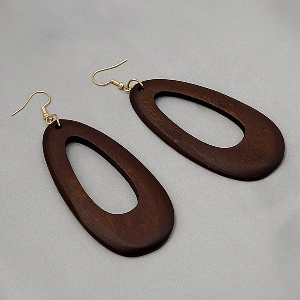 

4Pairs Vintage Wood Earrings Dangle Earrings for Women Lightweight Daily Wear Fashion Jewelry Ear Jewelry Ear Rings