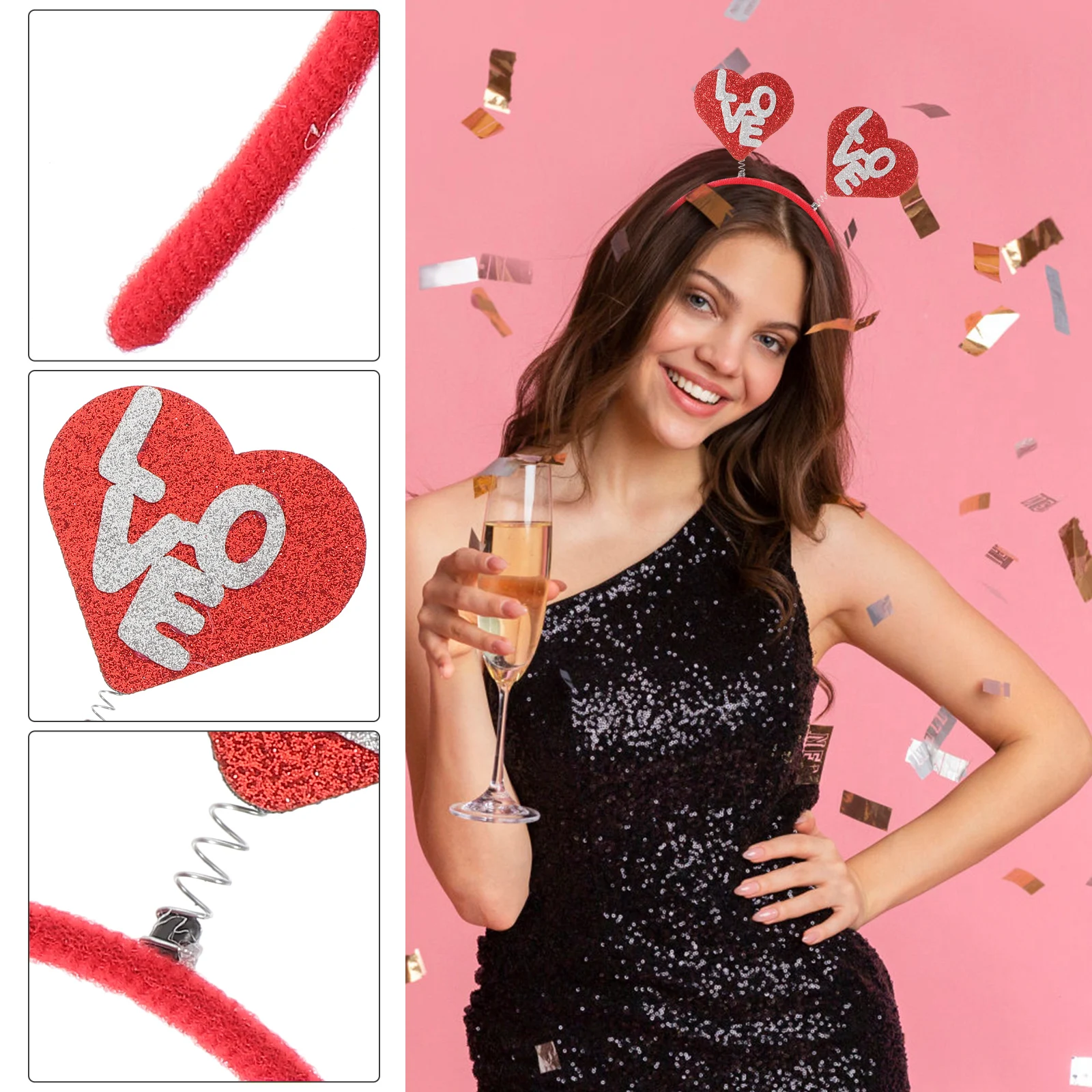 

2 Pcs Hairband Heart Headband Accessories for Girls Valentine's Day Hairbands Women Love Decoration Miss