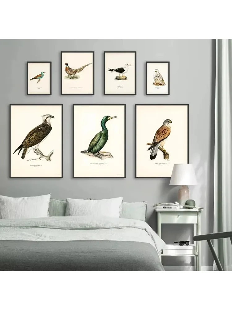 Retro Vögel Poster und Druck Wirbraten Leinwand Malerei Kormorant Vogel Wand Bild Realismus Kunst Wandbild Home Decor für Wohnzimmer R