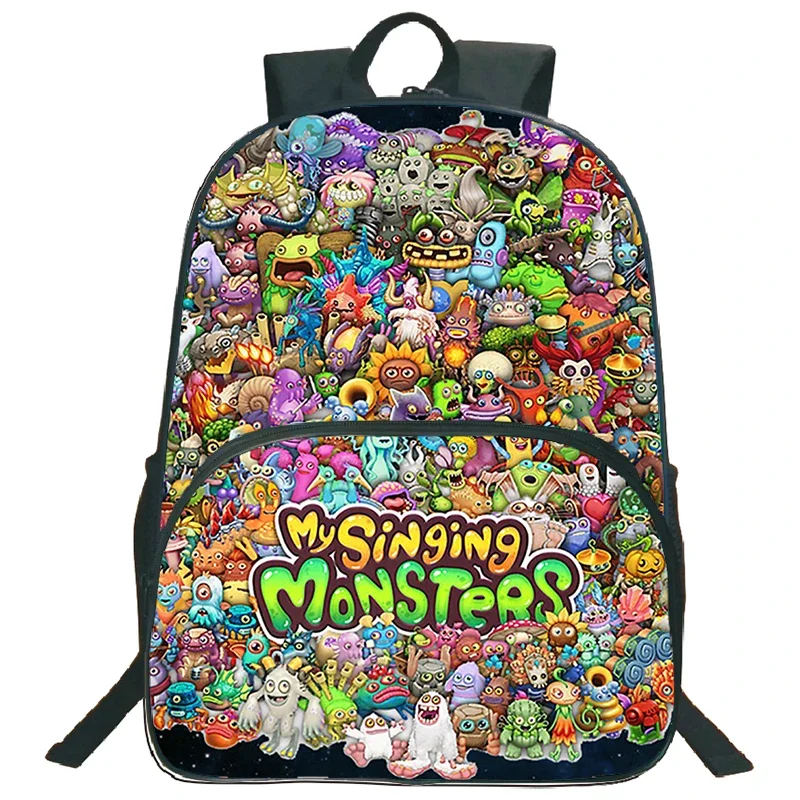 

16 Inch My Singing Monsters Print School Backpack Cartoon School Bags for Boys Girls Light Weight Children Backpack Laptop Bag