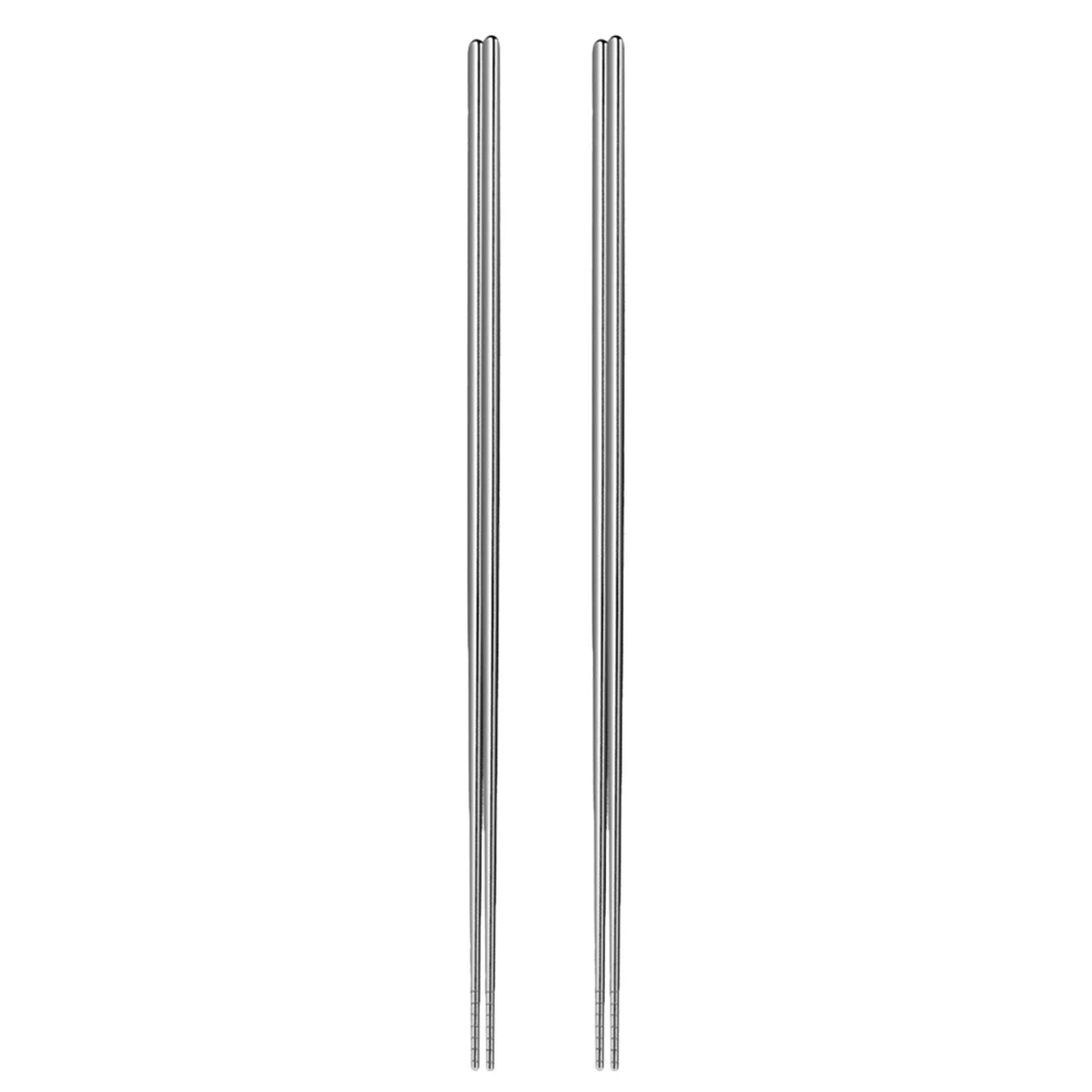 

2 Pair Extended Stainless Steel Chopsticks 304 Long Cooking Frying Hot Pot Noodles Dishwasher Safe Metal Sticks for Beginners