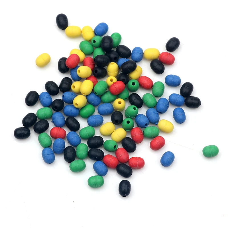 100pcs/bag Fishing Soft Rubber Anti-Collision Float Block Beads Anti-Tangle Line Hole Buffer Protection Bean Fishing Accessories