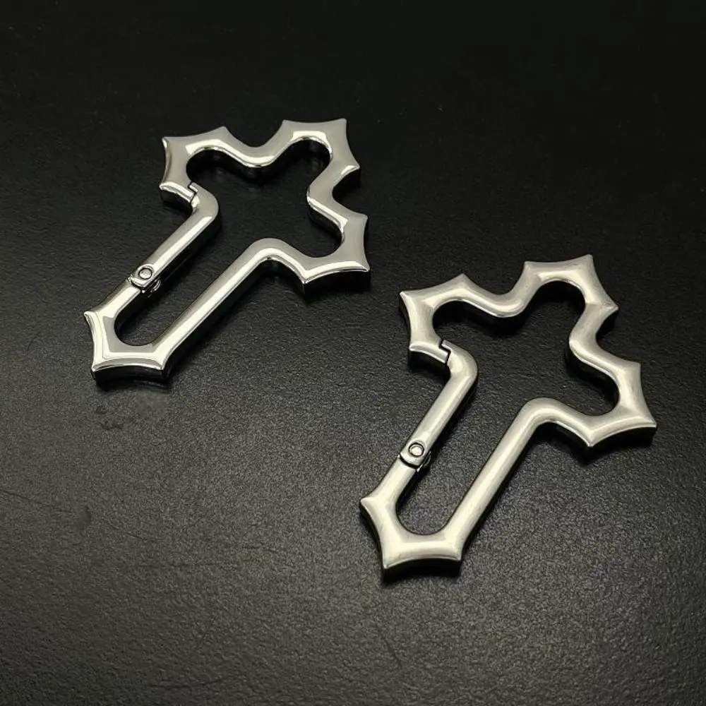 High Quality Zinc Alloy Cross Carabiner Keychain Silver Solid Construction Crucifix Keychain Key Clip Outdoor Activities